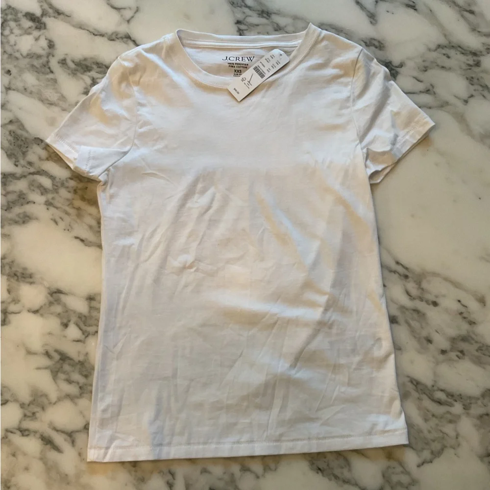 NWT J Crew Pima Cotton Slim-fit T-shirt in White Size XXS - Picture 4 of 8